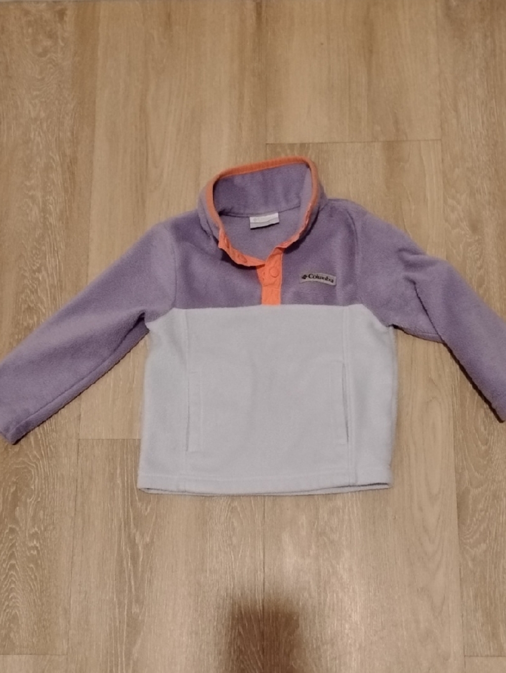 Columbia Lavender, Light Gray & Coral Trim Kids Fleece Pullover